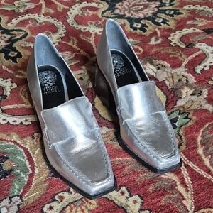 Vince Camuto Metallic Silver Loafers